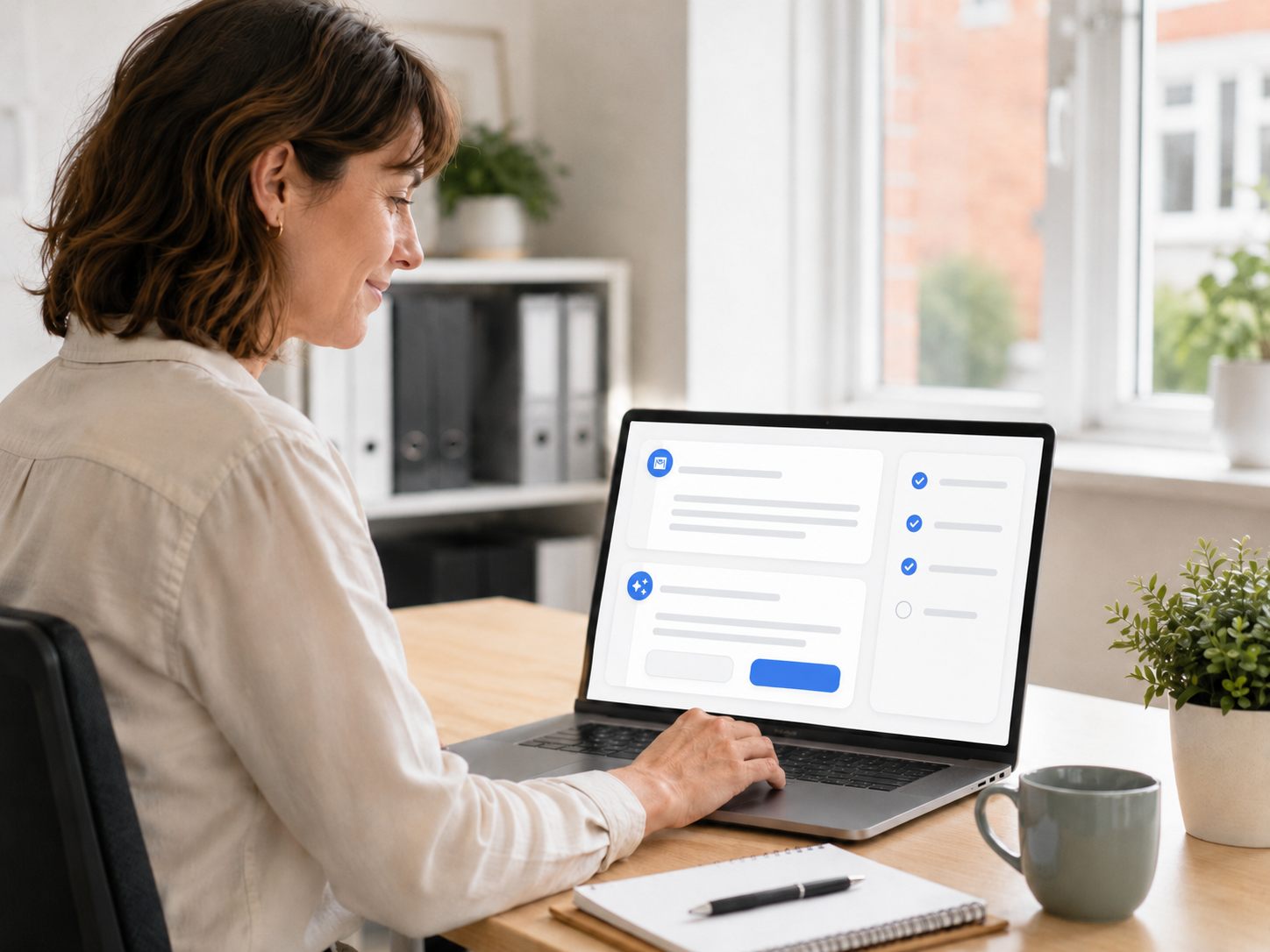 Staff member reviewing an AI-drafted customer reply before sending it